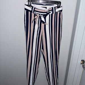 Express Women's Striped Pants - Navy, White, and Pink